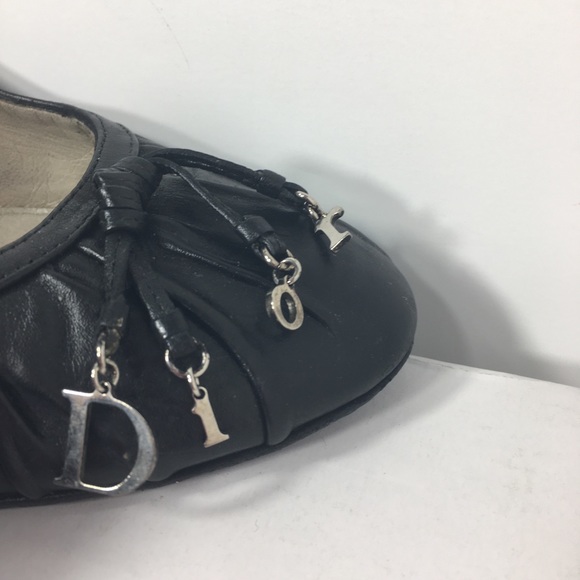 Dior Shoes - Dior Black Leather Pumps w/ Silver Charms